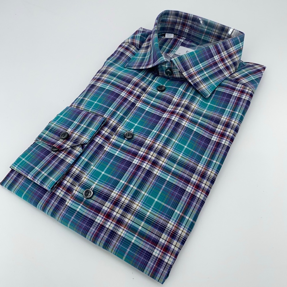 Eton Dress Shirt Mens 15 1/2-39 Colorful Plaid Contemporary Fit Collar Button Up
